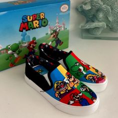 Super Mario Brothers Luigi Low Sneakers Shoes Boys Or Girls Different Sizes Please Check My Othet Kids Mario And Sonic Super Cute Shoes Super Mario Brothers, Mario Brothers, Low Sneakers, Painted Shoes, Boys Shoes, Super Mario, Cute Shoes, Kids Shoes, Mario