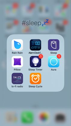 an iphone screen with the sleep zone icon on it and other icons in different colors