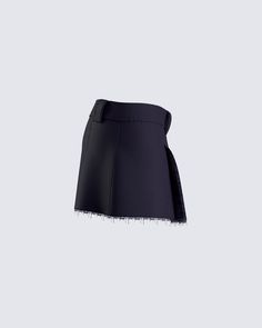 This navy mini skirt is a versatile wardrobe essential that will always slay 😌 Made from twill fabric and complete with a mid-rise fit, pleats, and a raw edge hem for an edgy and chic look 💙 Workwear Mini Skirt With Pleated Hem, Pleated Short Skort For Work, Short Pleated Skort For Workwear, Cotton Pleated Mini Skirt For Work, Pleated Mini Skirt For Work, Short Length Mini Skirt With Pleated Hem, Chic Short Pleated Cotton Skirt, Short Cotton Pleated Skirt, Chic Cotton Mini Skirt With Pleated Hem