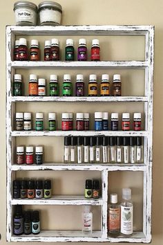 Essential oil shelf wall shelf oil display oil storage oil | Etsy Essential Oil Display, Oil Display, Nail Polish Shelf, Oil Rack, Oil Shelf, Essential Oil Shelf, Nail Polish Holder, Wood Shelving, Nail Polish Rack