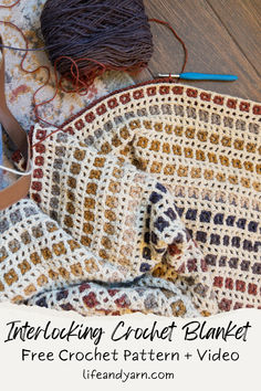 free pattern and video tutorial for an interlocking crochet blanket