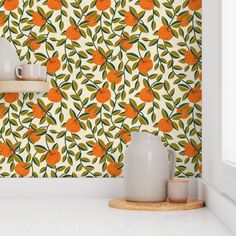 Shop Spoonflower and find your perfect custom designed wallpaper. Browse all the trending designs along with traditional holiday and seasonal options. Choose from four material types as well as five sizes. Orange Fruit Wallpaper, Orange Orchard, Farm Vintage, Flower Orange, Fruit Wallpaper, Summer Tropical, Spoon Flower, Orange Fruit, Prepasted Wallpaper