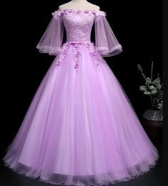 Adorable Sweet 16 Gown, Off Shoulder Party Dress Off-shoulder Tulle Ball Gown For Banquet, Lavender Princess Gown In Tulle, Lavender Tulle Ball Gown Dress, Lavender Tulle Princess Gown, Purple Tulle Gown For Banquet, Purple Gown For Debutante Ball In Spring, Off-shoulder Tulle Gown With Fitted Bodice, Purple Tulle Gown For Quinceanera, Purple Tulle Ball Gown For Banquet