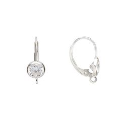 Excellent quality of sterling silver leverback ear wires with cubic zirconia. Fire Mountain Gems, Ear Wires, Ear Wire, Earring Findings, Jewelry Supplies, Cubic Zirconia, Sterling Silver, Silver