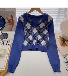 Plaid long sleeve sweater small short Pullover Top 6653 – girlhomeshops Blue Knit Long Sleeve Cropped Sweater, Blue Knit Cropped Sweater With Long Sleeves, Blue Long Sleeve Knit Cropped Sweater, Blue Long Sleeve Cropped Sweater For Winter, Short Pullover, Plaid Pullover, Long Sleeve Turtleneck, Long Sleeve Plaid, Plaid Shorts