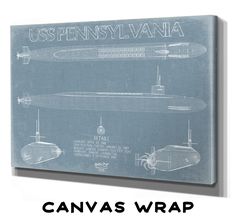 a blueprinted canvas with an image of a submarine