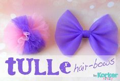 two purple and pink bows with the words tulle bows