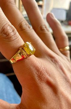 #Gold #Ring #22carat #pukhraj Gents Ring Design, Pukhraj Ring, Antique Mens Rings, Mens Gold Diamond Rings, Jewelry Necklace Simple, Mens Ring Designs