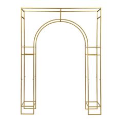 a gold metal arch with an arched top