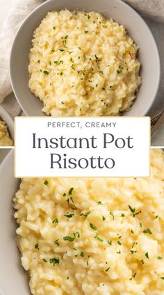 instant pot risotto in a white bowl