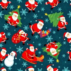 a christmas pattern with santas and snowflakes