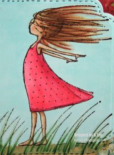 a drawing of a girl with her hair blowing in the wind that says, siente