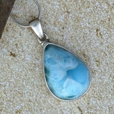 Blue Larimar Spiritual Meaning Soothing Tranquility and Calmness Caribbean Ocean, Orange Stone, Larimar Pendant, Book Jewelry, The Dominican Republic, Clear Stone, Purple Stones, Luxury Gift Box, Stirling