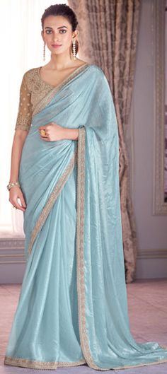 Blue color Saree in Organza Silk fabric with Embroidered, Sequence, Thread, Zari work Elegant Blue Blouse Piece With Intricate Embroidery, Elegant Blue Embroidered Saree Fabric, Blue Elegant Embroidered Fabric With Zari Work, Elegant Blue Embroidered Fabric With Traditional Drape, Elegant Blue Embroidered Traditional Drape Fabric, Festive Blue Blouse Piece With Intricate Embroidery, Blue Blouse Piece With Embroidered Border For Festivals, Blue Blouse Piece With Traditional Drape For Reception, Blue Embroidered Blouse Piece For Festivals