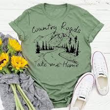 Funny Country Shirts, Country Roads Take Me Home, Country Music Shirts, Casual Tees, Funny Shirts Women, Nature Shirts, Country Shirts, Tops Blouse, Print Graphic