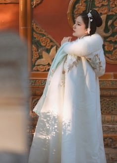 #ad Great Shopping Women Autumn Winter Chinese Hanfu Cape Cloak Fairy Hooded Floral Embroidery, Fashion womens jacket White Fur Cape, Womens Cape Coat, Winter Cloak, Chinese Embroidered, Red Fur, Fur Cape, Ankle Length Skirt, Capes For Women, White Fur