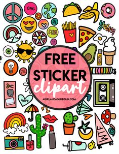 the free sticker clipart is available for all kinds of items that are on display