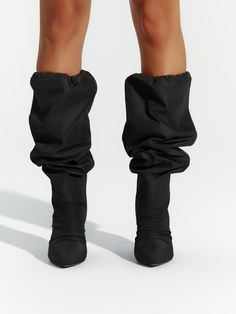 Our windbreaker boots are such a cold weather vibe! Features a bungee cord and toggle for adjustability and cinch preference to hug your calves. Crafted with a slouchy look you will want to wear over and over again. Boots Collection Italian Leather Sole Imported Nylon Stiletto heel Heel height: 4" True to size. Full sizes only - please size up if needed. Model is wearing size 38 Please note: Returns for shoes are accepted up to 15 days after delivery. Boots must be returned in their original, un Naked Wardrobe, Bungee Cord, Street Style Chic, Hug You, Style Chic, Platform Boots, Stiletto Heel, Italian Leather, Women Lingerie