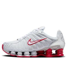 (WMNS) Nike Shox TL 'Platinum Tint' FZ4344-001 Shox Shoes, Nike Shox Tl, Nike Shox For Women, Nike Shox Shoes, Air Shoes, Red Details, Nike Air Shoes, Limited Edition Sneakers, Athletic Style