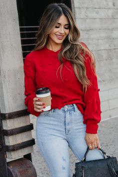 Bleeding Love Sweater - Red Short Dresses Party, Love Sweater, Soft Classic, Fit Details, Textured Design, Kimono Cardigan, Bold Color, Skirt Leggings, Cardigan Jacket