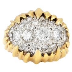 The ring is finely crafted in 18k yellow gold with diamonds weighing approximately 2.00 carat. Can be resized . Circa 1960. Yellow Gold Diamond Ring, Diamonds Ring, The Ring, Cluster Ring, Diamond Rings, Jewelry Rings, Diamonds, Yellow Gold, Ring