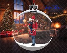 a christmas ornament with a woman holding a child