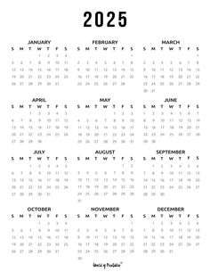 a black and white calendar with the holidays on it