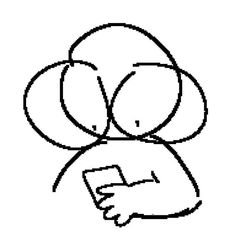 a drawing of a person holding a piece of paper