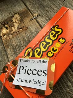 an orange piece of paper with a sign that says thanks for all the pieces of knowledge