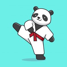 a panda bear is doing karate moves