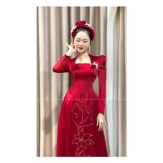 👉 7 DAY REFUND SUPPORT FOR CUSTOMERS IN VIETNAM * Still a Vietnamese girl walking down the street, how beautiful are her innovative ao dai. Selected from the best materials, the 4-piece modern ao dai will bring her the perfect experience. * With a delicate ao dai design in the flower-embroidered sleeves, a little bit of momentum with a stylized side part, this innovative ao dai can turn any girl into a beautiful lady. , young, lovely. * Ao dai in different colors such as pink and beige helps he Red Fitted Wedding Dress For Ceremony, Festive Fitted Ao Dai For Ceremony, Traditional Fitted Wedding Dress For Festive Occasion, Elegant Wedding Ao Dai For Festive Occasion, Traditional Fitted Wedding Gown, Elegant Red Gown For Celebration, Red Fitted Gown For Celebration, Fitted Formal Wedding Dress For Festive Season, Festive Fitted Formal Wedding Dress