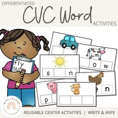 the cvc word activities are great for beginning with letter sounds and writing practice, as well as printable pictures