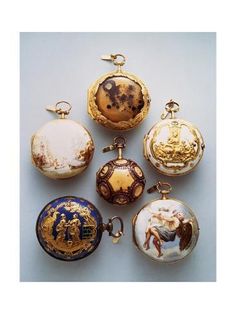 size: 24x18in Giclee Print: Pocket Watches, Decorated with Enamel and Gilding : Pocket Clock, Horror Photoshoot, Antique Objects, Unique Watches, Watches Unique, Pocket Watches, Anime Cartoon, Picture Library, High Quality Art Prints