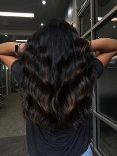 Neutral Brown Balayage On Dark Hair, Dark Chocolate Balayage, Dark Brunette Balayage, Dark Brunette