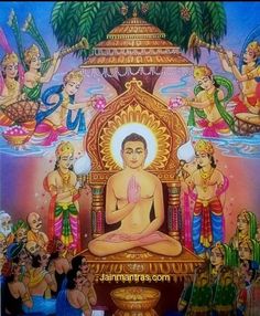 an image of buddha sitting in front of many other people