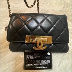 Vintage Chanel Black Lambskin Quilted Golden Class Wallet On Chain Shoulder Bag/Crossbody. Excellent Condition Overall. Very Clean Inside Pockets. Some Pulls In Some Areas Of The Strap Otherwise Great Shape. See Pics For Details And Measurements. Vintage Chanel Bag, Bags Vintage, Wallet On Chain, Chanel Black, Chain Shoulder Bag, Quilted Leather, Vintage Chanel, Chanel Bag, Inside Pocket