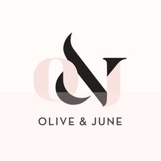 the logo for olive and june is shown in black on a white background with grey letters