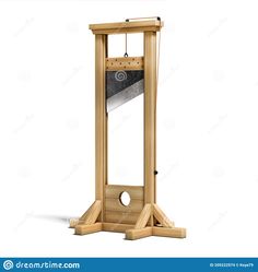 a wooden stand with a knife in it and a mirror on the top of it