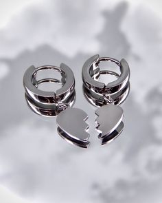 Surgical stainless steel Hypoallergenic 10mm hoops 2 earrings (1 pair) Earrings For Emo, Stainless Steel Huggie Earrings As Gift, Silver Tarnish Resistant Heart Earrings, Metal Huggie Earrings As Gift, Silver Huggie Earrings With Heart Charm For Gift, Sterling Silver Heart Earrings Tarnish Resistant For Everyday, Everyday Silver Stainless Steel Cartilage Earrings, Silver Tarnish Resistant Double Heart Jewelry, Tarnish Resistant Small Hoop Huggie Earrings In Stainless Steel