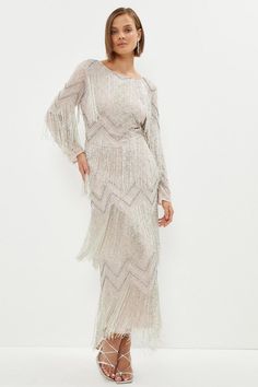 Style: Pencil DressFabric: Hand StitchLength: MaxiNeckline: CrewSleeve Length: Long Sleeve Coast Fashion, Maxi Dress Long Sleeve, Embellished Maxi Dress, Maxi Dress Long, Sequin Maxi Dress, Sequin Maxi, Full Length Dress, Pink Style, Birthday Dress