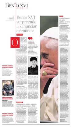 the front page of a magazine with an image of pope benedict in red and white