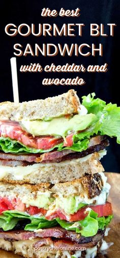 the best gourmet blt sandwich with cheddar and avocado