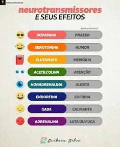 an info sheet with different types of emoticions on it and the words neurotransmissores e seus feitos