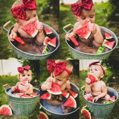 Watermelon Shoot Baby, Six Months Pictures Ideas, Cereal Milk Bath Photoshoot, Watermelon Toddler Photo Shoot, Infant Summer Photoshoot Ideas, 1 Year Milk Bath Photos, Baby Summer Photo Shoot Ideas, Watermelon Pictures Photography, Holiday Milk Bath Photography