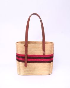 this stunning raffia handmade bag to our customers. This versatile bag can be used as both a shoulder bag and a handbag, making it the perfect accessory for any woman. The natural and eco-friendly raffia material used in this bag makes it a great choice for those who value sustainability. The bag comes in natural raffia color and black , so you can choose the one that best suits your personal style. Our skilled artisans have crafted this bag with traditional techniques and attention to detail, ensuring a high-quality product that is both durable and stylish. Not only will you love the way this bag looks and feels, but you will also feel good knowing that you are supporting traditional craftsmanship and preserving Moroccan culture through your purchase. This raffia handmade bag is a must-ha Chic Brown Bags For Market, Handwoven Rectangular Bucket Bag In Natural Fiber, Natural Bags With Leather Handles For Market, Natural Bags With Leather Handles, Chic Straw Tote Bag For Market, Rectangular Handwoven Natural Fiber Bucket Bag, Chic Market Straw Tote Bag, Rectangular Straw Bucket Bag For Market, Rectangular Bucket Bag With Leather Handles For Market