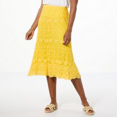 Antthony Crochet Detail Midi Skirt  A pretty crochet mesh overlay puts a fresh, feminine spin on your classic warm-weather pieces, perfect for anything from the office to summer brunch to weddings. Lace Flowy Skirt For The Beach, Fitted Lace Skirt For Vacation, Lace Skirt For Vacation, Flowy Lace Skirt For Vacation, Lace Tiered Skirt For Vacation, Summer Lace Skirt With Lining, Spring Lace Skirt With Stretch, Spring Stretch Lace Skirt, Casual Lace Skirt For Beach