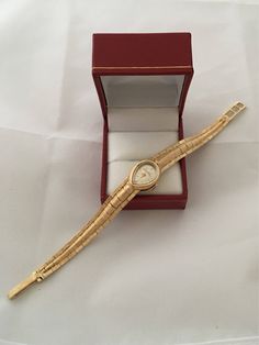 "14K Solid Gold Lucine Piccard Swiss Made Wrist Watch Vintage Analog Beautiful condition Weighs - 23.1 grams Solid 14K yellow gold Band Solid 14K yellow gold case Face measures - 0.57\" across x 0.68\" Total length - 7\" Fold over snap closure Windup analogy works great serviced recently.. Great vintage conditionFree Shipping on orders over $35.00 however if there is a return buyer to refund seller for the free shipping cost to seller." Gold Diamond Watch With Chronometer And Round Dial, Gold Diamond Watch With Chronometer, Antique Gold Watch With Diamond Hour Markers, Classic Gold Diamond Watch With Analog Display, Classic Gold Diamond Watch With Jubilee Bracelet, Antique Gold Watch With Jubilee Bracelet, Gold Antique Watch With Jubilee Bracelet, Antique Gold Watch Accessories With Diamond Hour Markers, Classic Gold Watch With Jubilee Bracelet