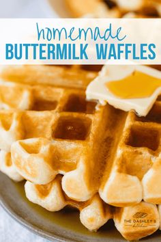 homemade buttermilk waffles on a plate