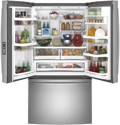 an open refrigerator with its door wide open