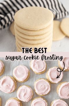 the best sugar cookie frosting recipe for cookies and cupcakes with text overlay